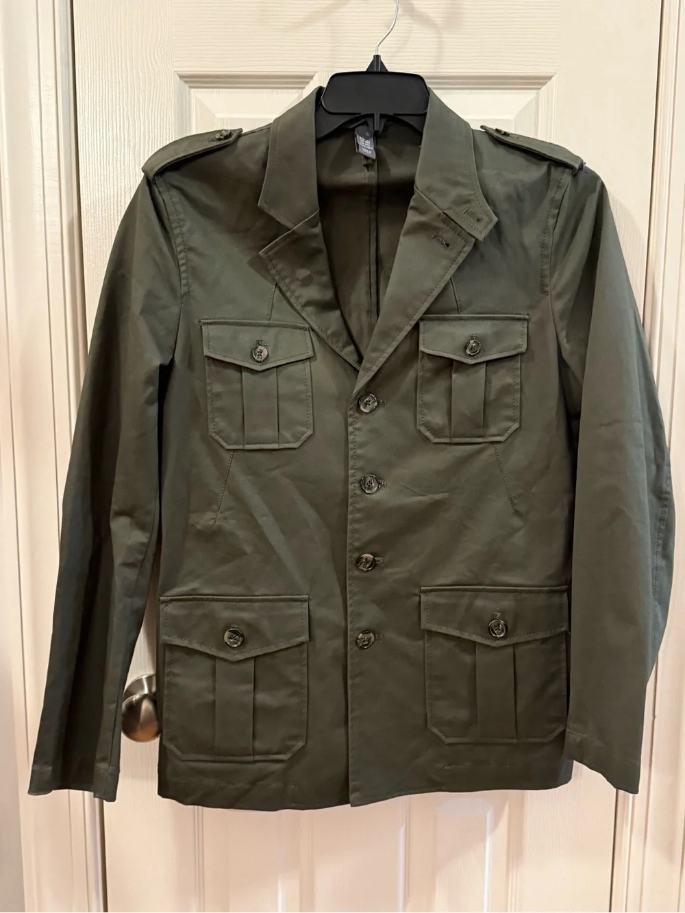 H&M Men’s Olive Green Military Field Safari Jacket 38R EU 48 Utility Coat